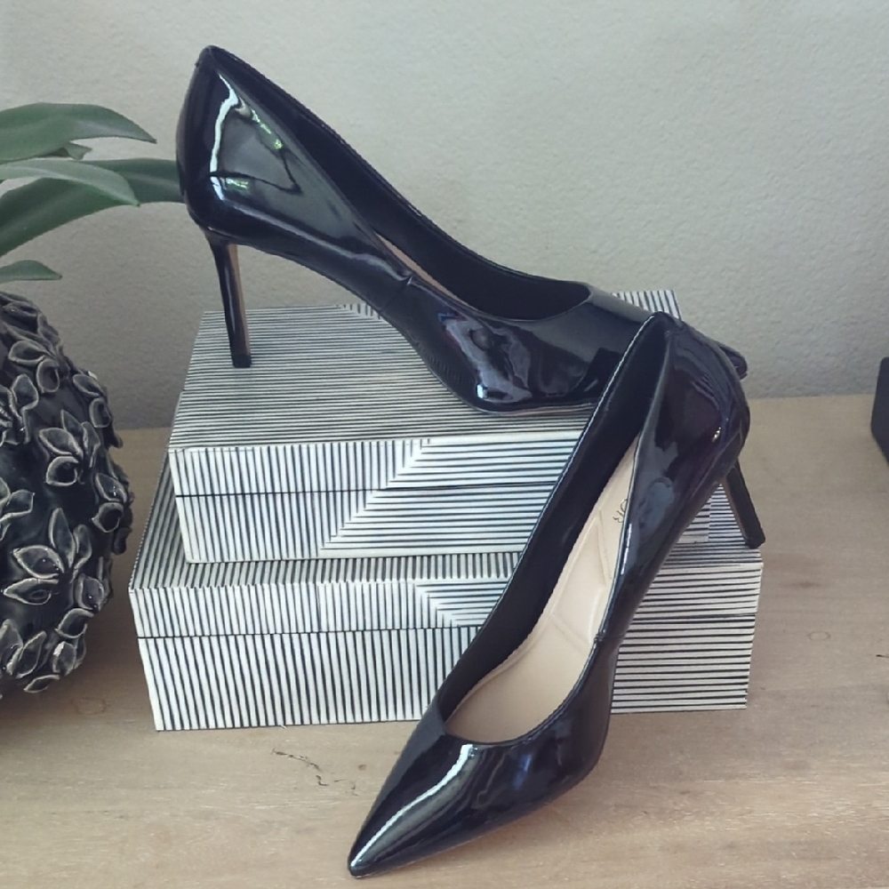 Jenn Ardor Black Patent Stiletto Heels - Picture 1 of 3